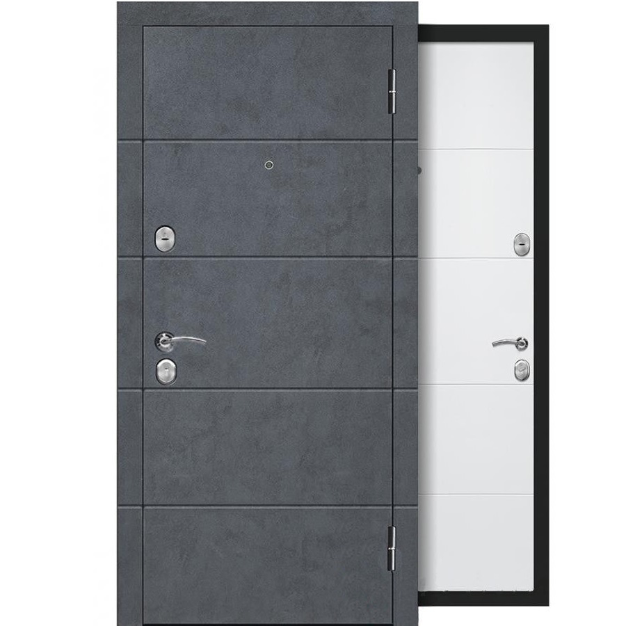 Дверь мет.Кредо Бетон Графит / Белый ясень 960 правая