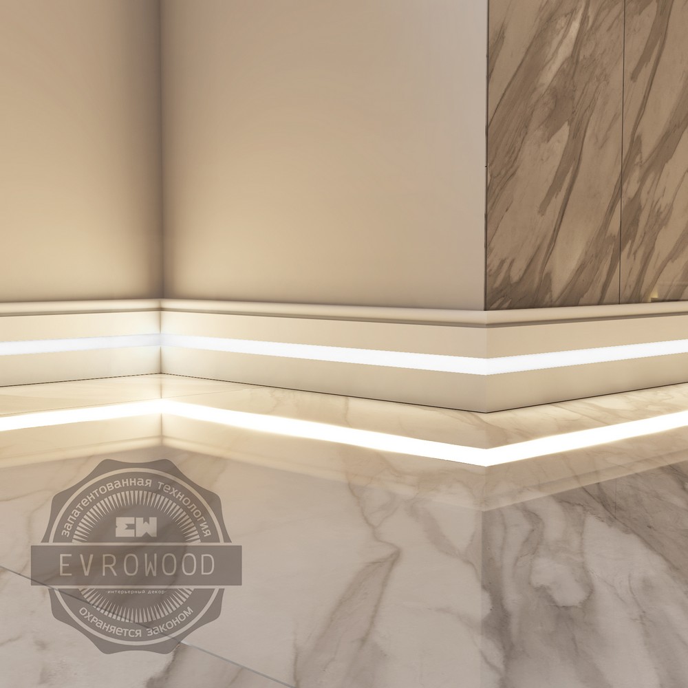 Плинтус напольный PN 030 led ЕВРОВУД / 2000*80*16