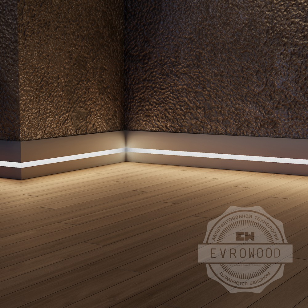 Плинтус напольный PN 080 led ЕВРОВУД / 2000*95*16