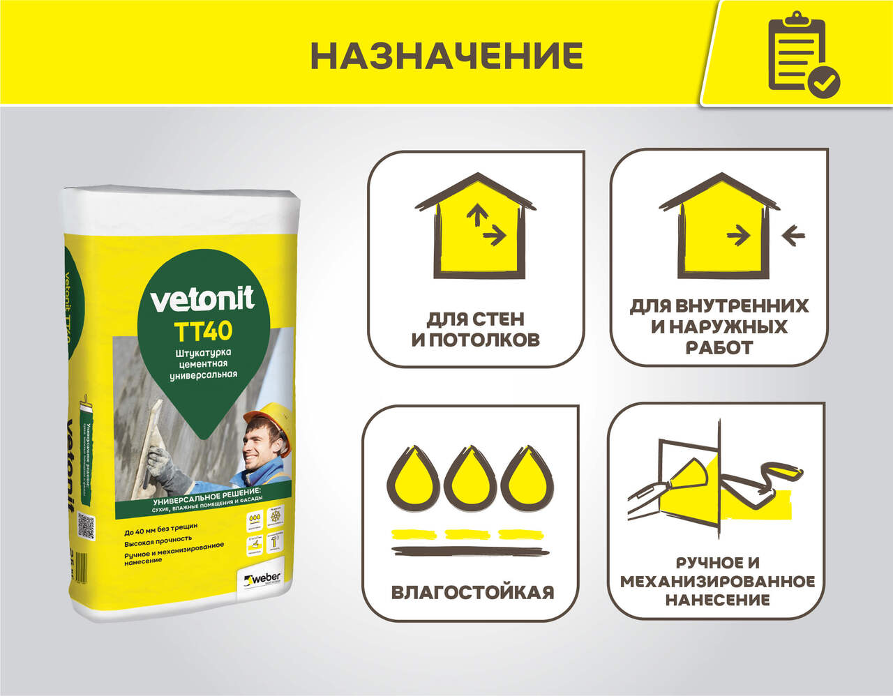 Штукатурка Vetonit TT40 25 кг (штукатурка цементная универсальная)