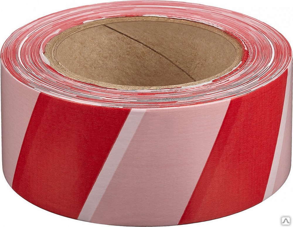 Лента сигнальная 50мм х 100м бело-красная