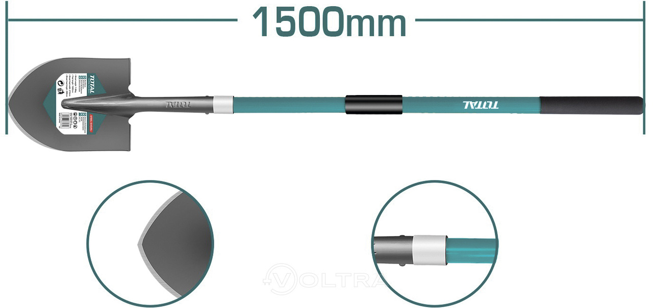 Лопата штыковая черенок из стекловолокна 21,5*29см 1,5м TOTAL THTH12101